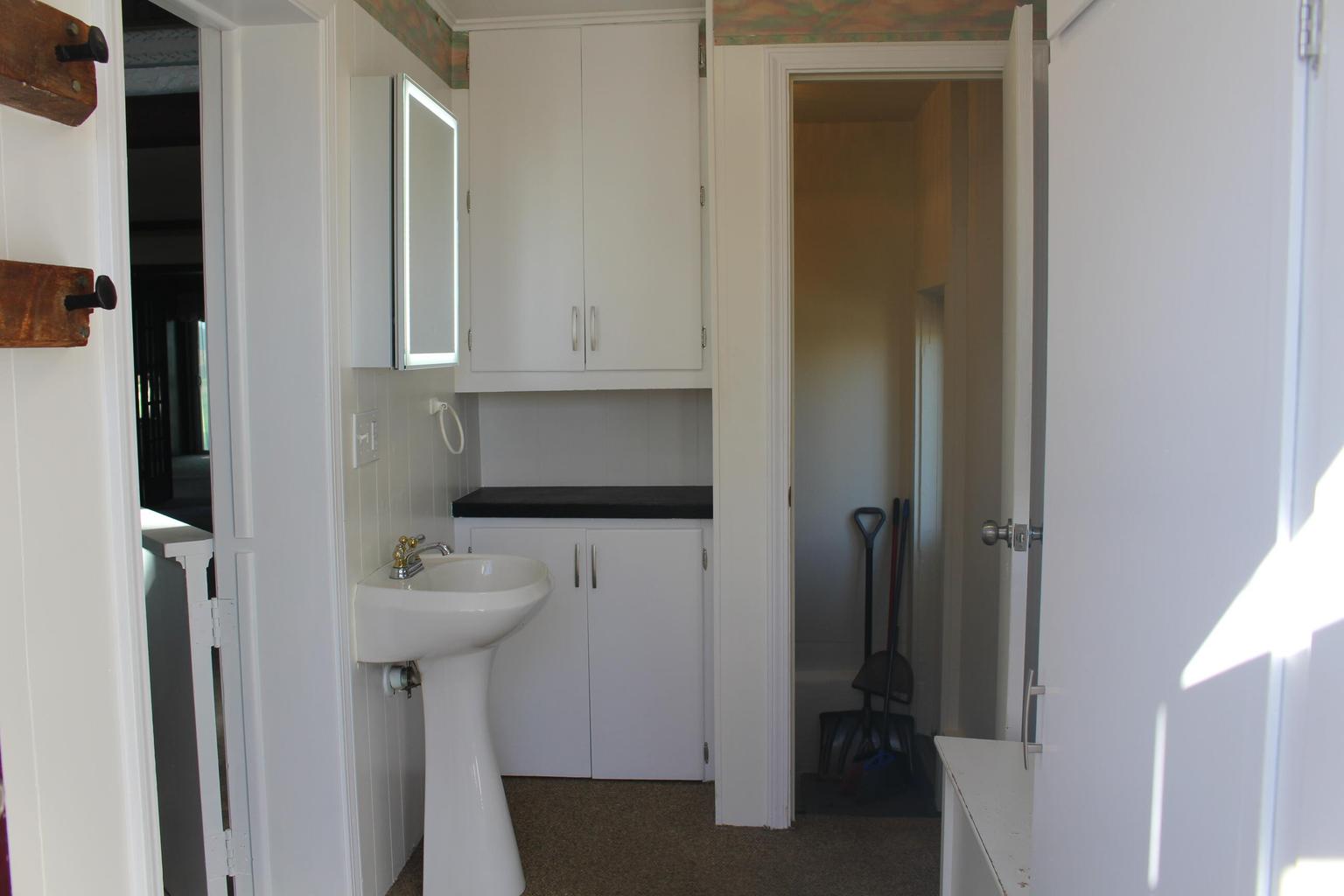 bathroom with pedestal sink